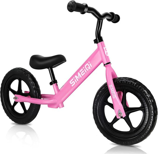 SIMEIQI 12" Balance Bike for Boys Girls 2 3 4 5 Years Old No Pedal Walking Balance Training Sports Bicycle for Kids Toddlers Lightweight Adjustable Seat & Handlebar