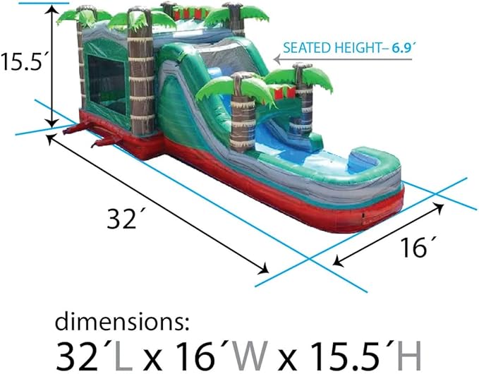 TentandTable Inflatable Bounce House Water Slide for Kids 5-12 Large, Commercial Grade Mega Bouncy Castle for Adults, Jump House, Includes Electric Air Blower, 32' L x 16' W x 15' H, Red Marble