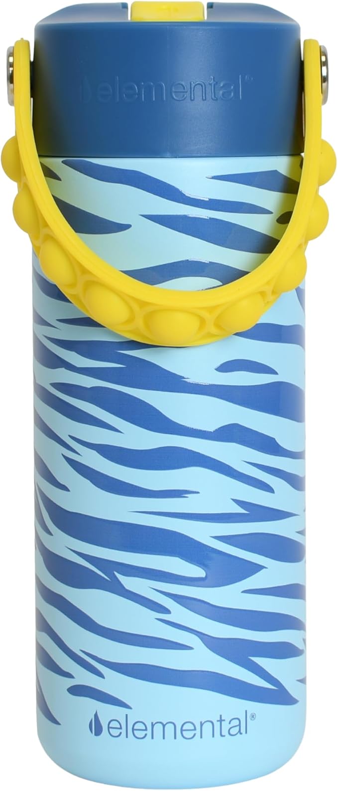 Elemental Insulated Kids Water Bottle, Stainless Steel Water Bottle with Straw Lid & Pop-It Handle, Leak-Proof Water Bottles for School, Boys or Girls, Travelling and Sports, 18oz - Spirit Tiger
