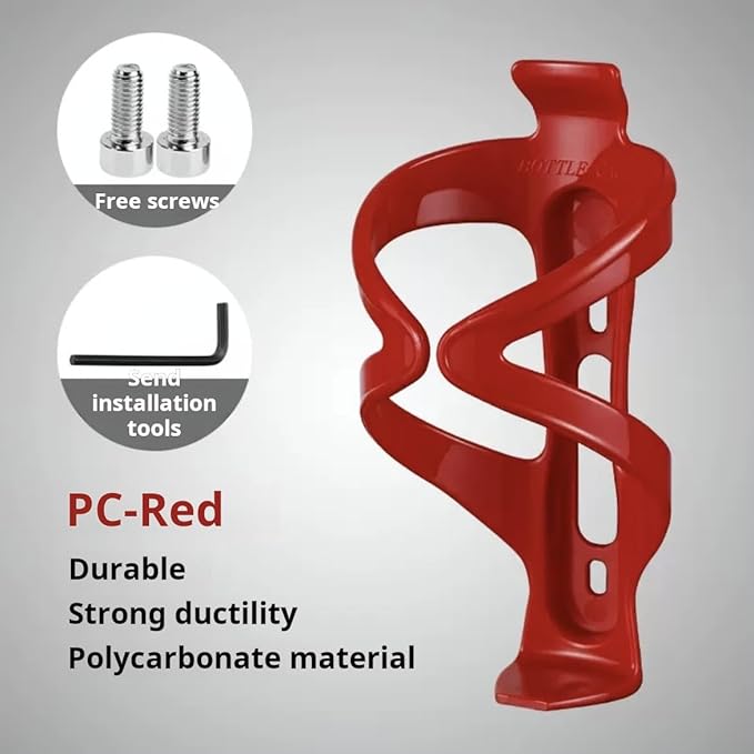 Lightweight Bicycle Water Bottle Holder - Secure, Versatile, and Stylish Bike Universal Drink Cage, Cycling, Road/Mountain Bikes (Red)