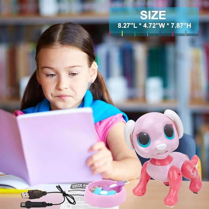 BIRANCO. Remote Control Dog Gesture Sensing - Smart Puppy Pink Toy Robot Pet Walks Barks Interactive with Toddler, STEM Play, Best Christmas Holiday Birthday Gifts for 3 4 5 6 7 8 Years Old Girl