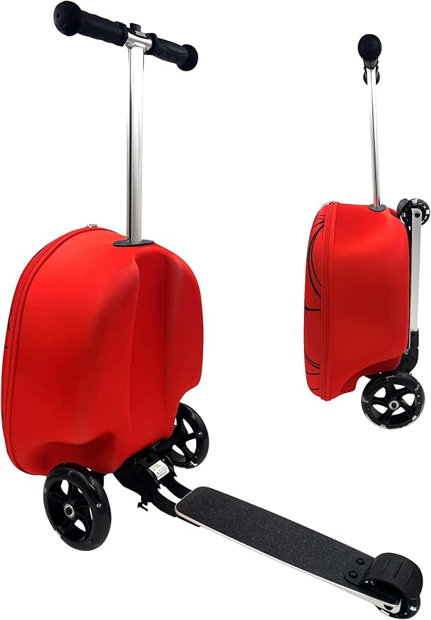 Fast Forward Kid’s Licensed 18" Ride-On Suitcase Scooter - Lightweight Carry-On Foldable Scooter Luggage