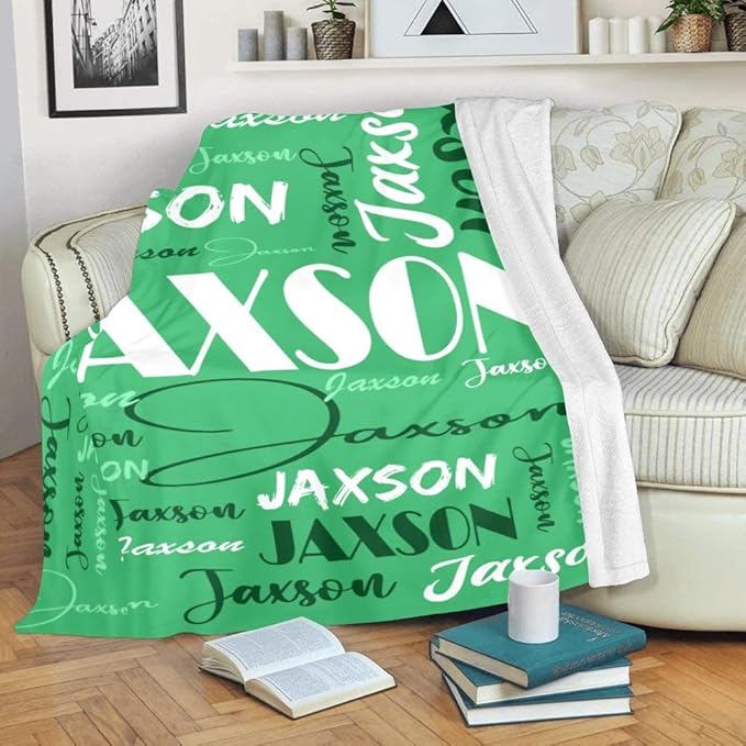Dr.TOUGH Personalized Name Blanket Personalized Blanket for Adult Kids Flannel Customized Personalized Blankets and Throws