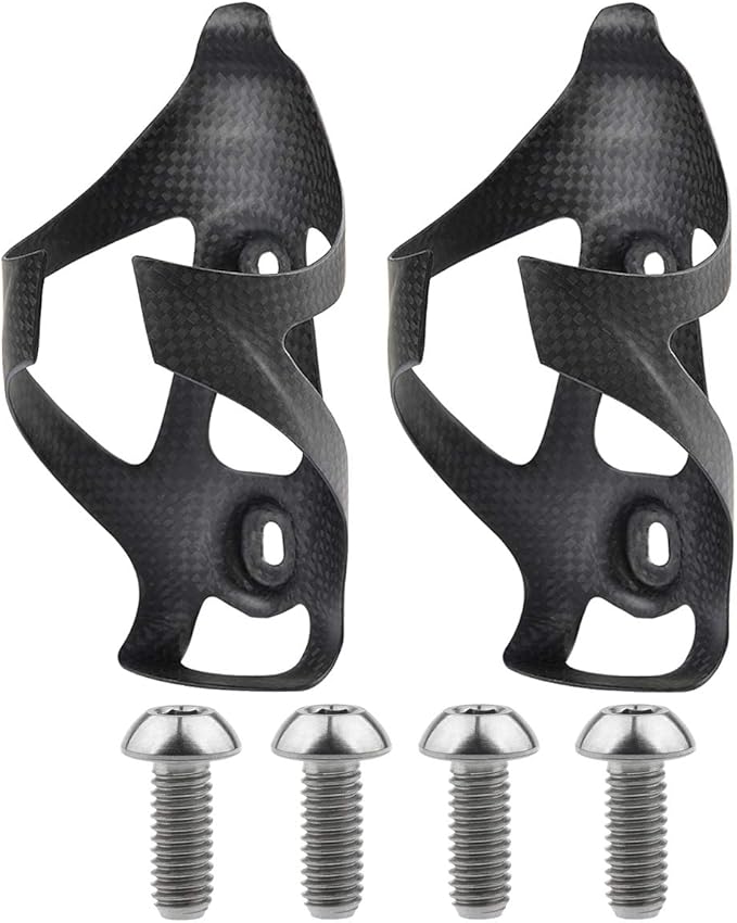 Full Carbon Fiber Bicycle Water Bottle Cages Holder Brackets with Titanium Bolts Pack of 2