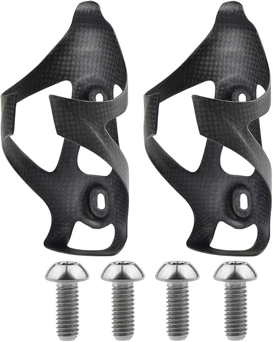 Full Carbon Fiber Bicycle Water Bottle Cages Holder Brackets with Titanium Bolts Pack of 2