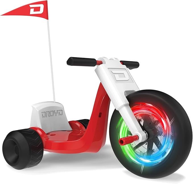 Droyd Romper Electric Tricycle for Kids 3+ Years, 24V Toy 3-6 MPH Max Speed & 45 Mins Max Long Lasting, Parental Speed Control Safe Trike with Adjustable Seat & LED Lights for Kids Gifts
