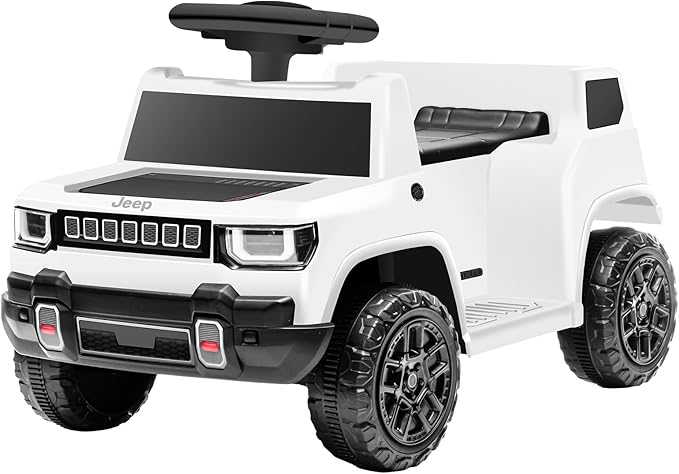 6V Licensed Jeep Recon Ride On Car for Toddlers, Electric Car with Music, Horn, Pedal, for Ages 18–30 Months, White