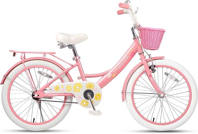 Glerc Maggie Girls Bike, 12-20 Inch Kids Bike for 2-13 Years Old Children, Princess Style Kids Bicycle with Doll-Seat & Basket & Training Wheels, Multiple Colors