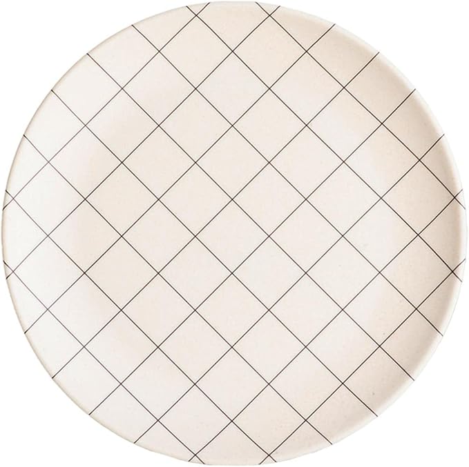 Nook Theory 4 Pack Reusable Bamboo Plates - Non-Toxic Toddler and Kids Plate, Dishwasher Safe, Not Microwavable Dinnerware (Grid 8")