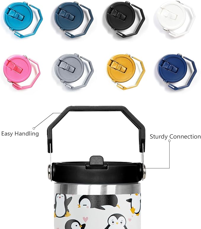 30oz Penguin Flip Tumbler Coffee Travel Mug Cup Water Botter, with Handle lid and Straw,Fall Gifts for Women,Penguin Stuff Decor Accessories