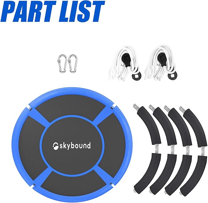 Skybound 43" Saucer Swing for Kids Outdoor - Durable Textilene Fabric, Galvanized Steel Frame, 600lbs Capacity, Adjustable Ropes (Blue)