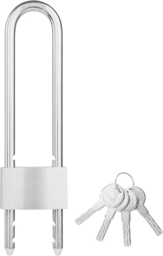 All Weather Stainless Steel Bike U Lock, Outdoor Pad Lock with 4 Keys, 2.76 in. (70mm) Wide, Adjustabl Shackle Marine Lock for Bikes, Boats, Gates, Cabinet, Scooters, etc.