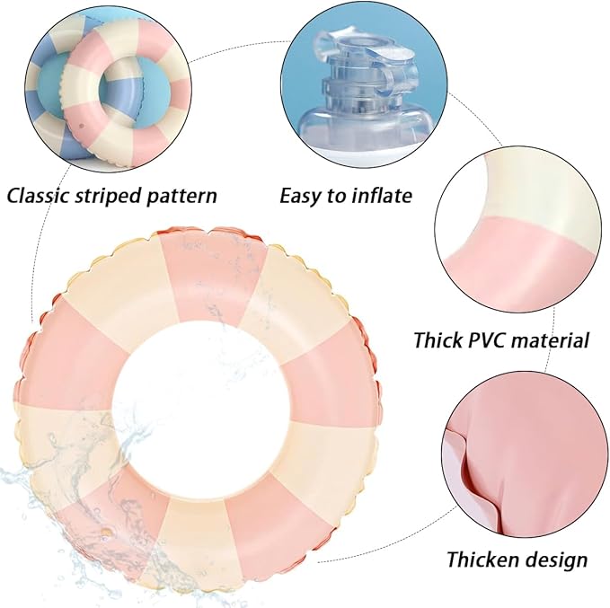 Children Swimming Ring, Inflatable Pool Floats Swim Tube Raft Toy with Fruits Mermaid Decorations Summer Water Fun Lounge Beach Lake Party Supplies for Kids