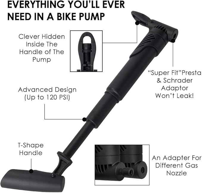 WOTOW Bike Tire Repair Tool Kit, Waterproof Frame Storage Bag & Mini Bike Pump & 16 in 1 Multitool & Bicycle Tyre Lever Patch Portable Repair Tool Accessories Set for Road Mountain BMX Cycling