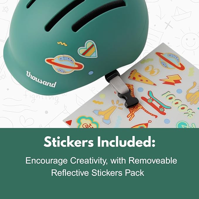 Thousand Jr. Toddler Helmet - Free Reflective Sticker Pack to Customize, No Pinch Magnetic Buckle, Adjustable Fit, Multi Sport CPSC CE ASTM Certified