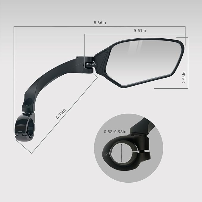 Adjustable Handlebar Bike Mirror, Shatterproof HD Glass Lens, Universal Fit Rearview Bicycle Mirrors, 360° Rotatable, Compatible with Mountain Bikes, E-bikes, Road Bikes(1 Pair)