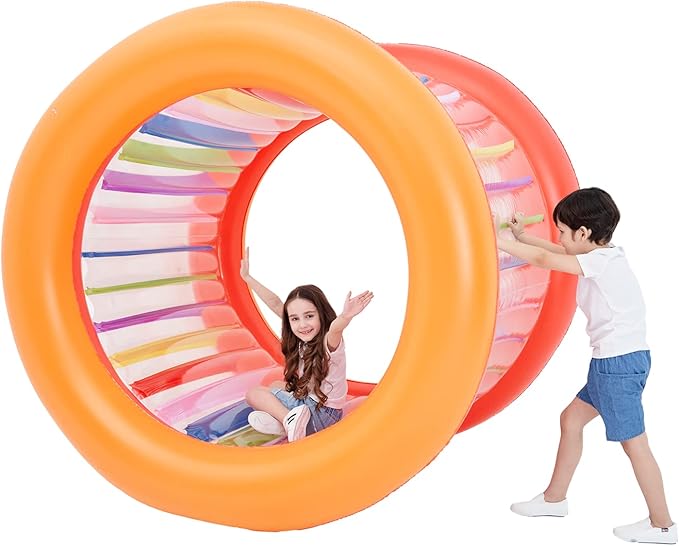 73" Diameter Inflatable Giant Colorful Rolling Wheel for Outdoor Backyard Lawn