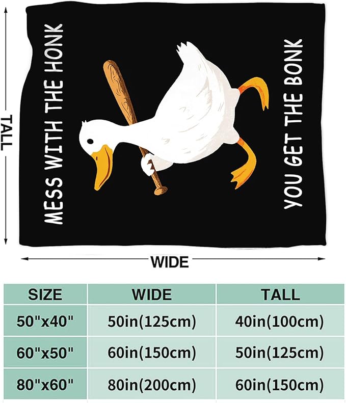 Duck Blanket for Kids, Funny Duck Lovers Fleece Blanket Gifts for Boys Girls, Warm Cozy Soft Flannel Stuff for Bed Sofa Couch 50" x 40"