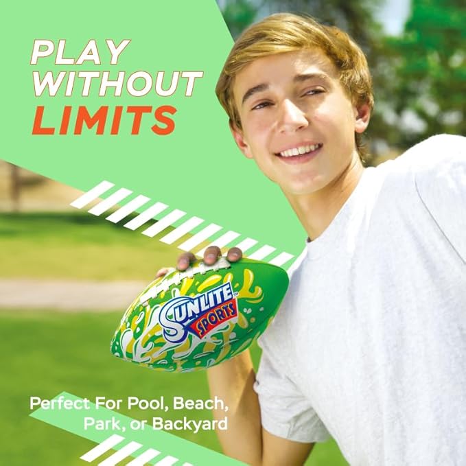 Sunlite Sports Waterproof Football for Lawn Backyard Pool Beach Lake Park Water Toy, Outdoor Play, for Kids Children Teens Adults, Family Fun