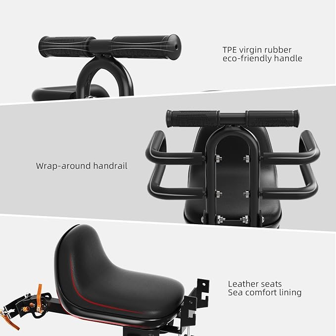 Child Bike Seat, Kids Bike Seat with Guardrail, High Seat Cushion Backrest Mountain Bike Child Bike Seat, Bicycle Child Safety Seat for Children from 1 to 3 Years Old