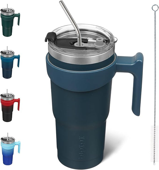 BJPKPK 20 oz Tumbler With Handle Insulated Tumbler With Lid And Straw Stainless Steel Travel Mug Coffee Cups,Navy Blue