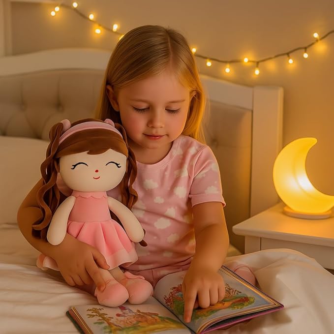 Soft Baby Doll Toys (16'') Baby Rag Doll for Girls Birthday Gift Christmas Plush Toys Gift for Toddler Kids (Pink)