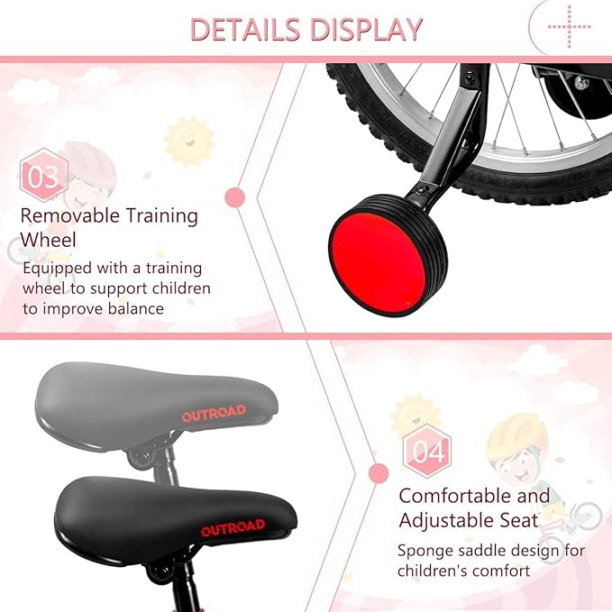 14/16/18 Inch Folding Kids Bike with Training Wheels, Gifts for Boy&Girl Age 3-9 yrs, Toddler Bike with Dual Brakes for Beginners, Multi-Color