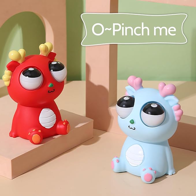 Pop-Out Eye Dragon Squeeze Toy - Stress Relief Sensory Squishy for Adults, Funny Anti-Stress Ball, Ideal Anxiety Toy for Party Favors and Gifts (Green)