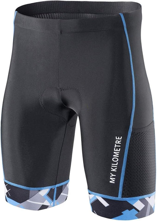 MY KILOMETRE Mens Triathlon Shorts with Adjustable Drawstring Easy Reach Leg Pockets Chamois for Long-Distance Tri Race