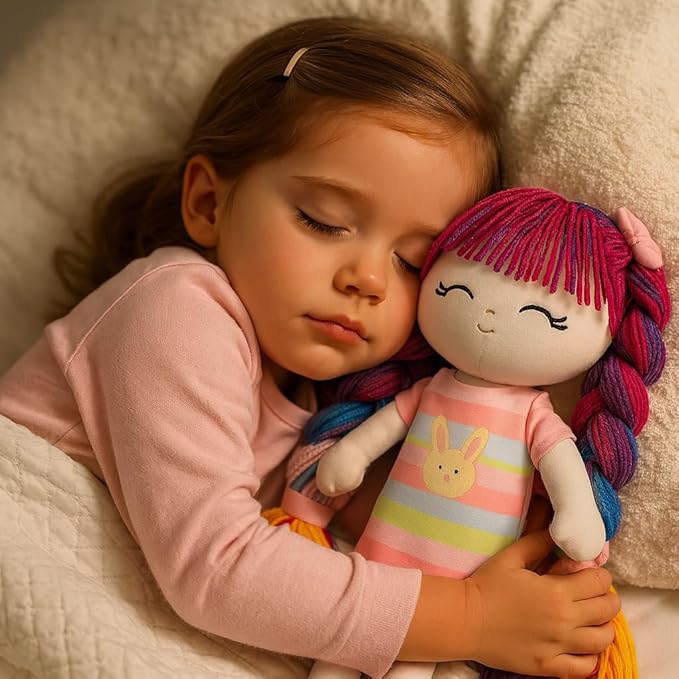 Plush Doll Baby Rag Dolls Gift for Girls, Soft Toys for Kids Toddler Soft Baby Doll Toys (16'') Birthday (Rainbow)