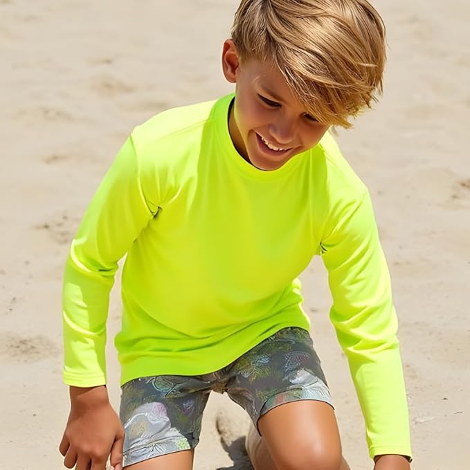 INGEAR Boys' Rash Guard UPF 50+ Swim Shirt - Lightweight, Quick-Dry, Durable Sun Protection for Swimming, Sizes XS-XL