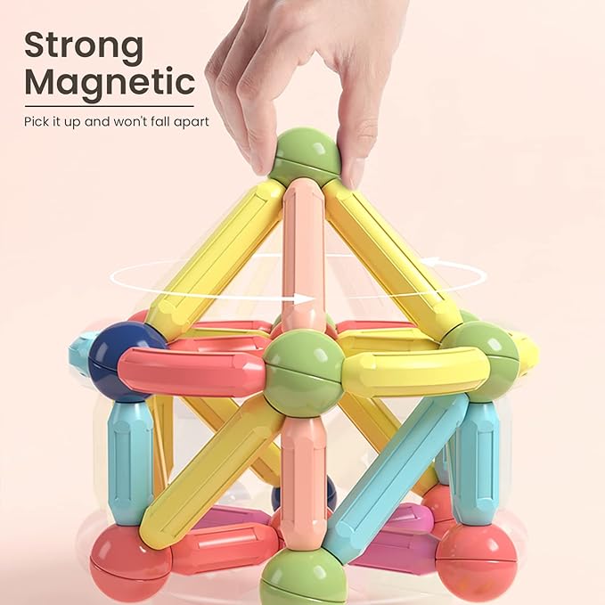 BAKAM Magnetic Building Blocks for Kids Ages 4-8, STEM Construction Toys for Boys and Girls, Large Size Magnetic Sticks and Balls Game Set for Kid’s Early Educational Learning (25PCS)
