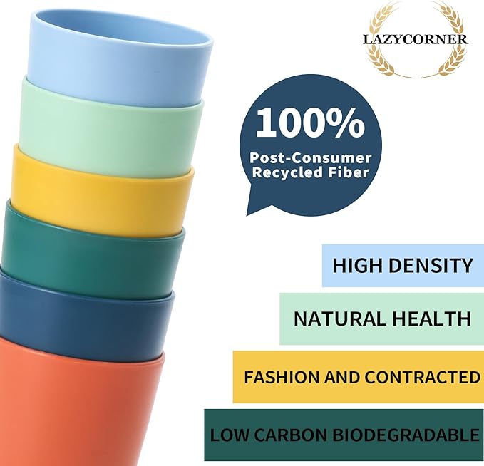 Lazycorner Wheat Straw Cup 12 Pcs Drinking Glasses Unbreakable Drinking Cup Reusable Water Plastic Glasses Tumblers with 6 Colors (12 oz)
