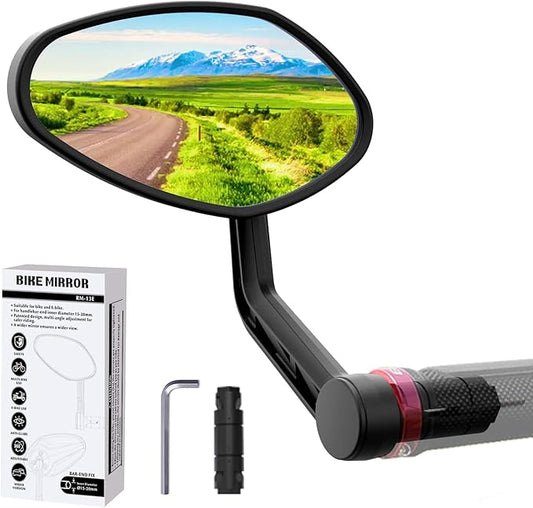 RBRL Bike Mirror Bar End Bike Mirror, Rotatable Bicycle Mirror, Automotive Grade Glass Bike Side Mirrors, Scratch Resistant E-Bike Universal Rearview Mirrors for Mountain bike (Left)