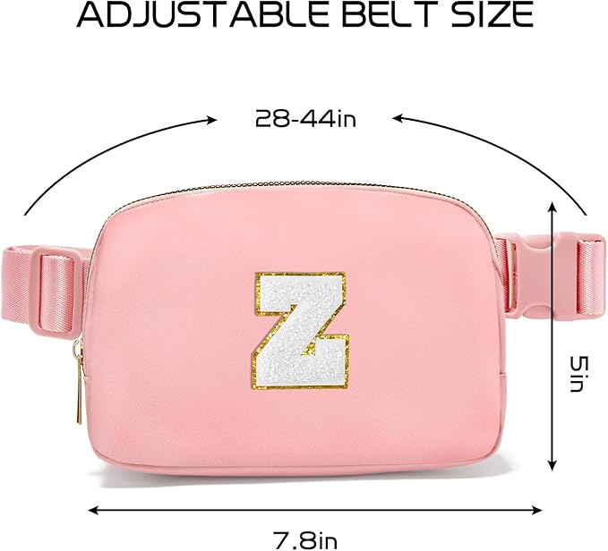 Gitus Birthday Gifts for 8 9 10 11 12 13 Year Old Girls Personalized Fanny Pack Crossbody Bags with Initial Letter Patch Belt Bag for Teen Girls Cute Trendy Stuff Travel Essentials (LightPink-Z)