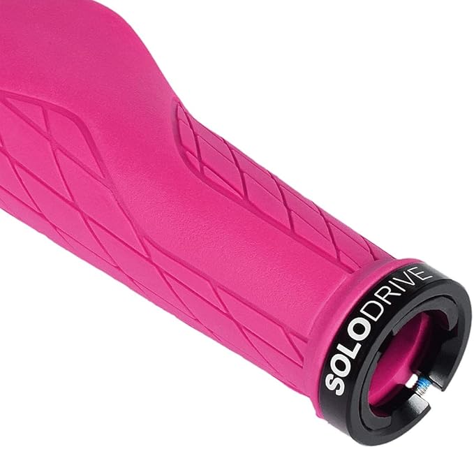 SOLODRIVE Ergonomic Design Mountain Bike Grips, Comfortable Bicycle Handlebar Grips, Single Lock-on and Non-Slip MTB Handle, Fit MTB, E-Bike, Hybrid, Scooter