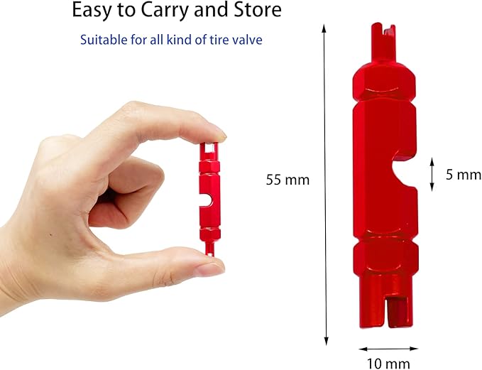 ZUFECY Bike Valve Core Repair Tool for Schrader Presta, Valve Core Remover Tool tubeless Bicycling Tires (Red)