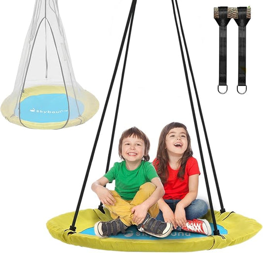 SkyBound Tree Swing Saucer Swing - 600LB Weight Capacity - Outdoor Swing with Hanging Straps - Waterproof Tree Swings for Kids - Tire Swings for Trees - Durable Flying Swing Seat for Children