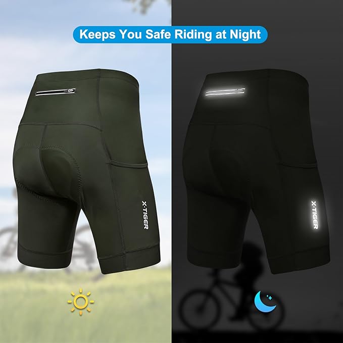 X-TIGER Men's Cycling Shorts with Back Pocket,5D Gel Padded Bike Shorts for Men,Mountain Road Biking Riding Half Pants Tights