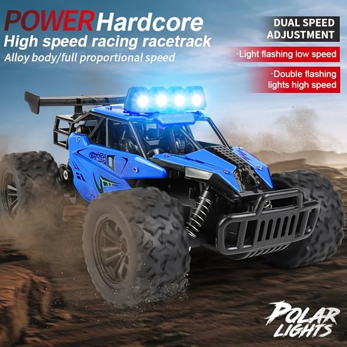 Remote Control Car Monster Truck Toys 1:16 Scale RC Car For Boys 2.4GHz High Speed 20 km/h With LED Headlights,Rechargeable RC Cars Gifts for Boys 4-7 8-12 Christmas, Beginner, Kids 6-12+ (Black)