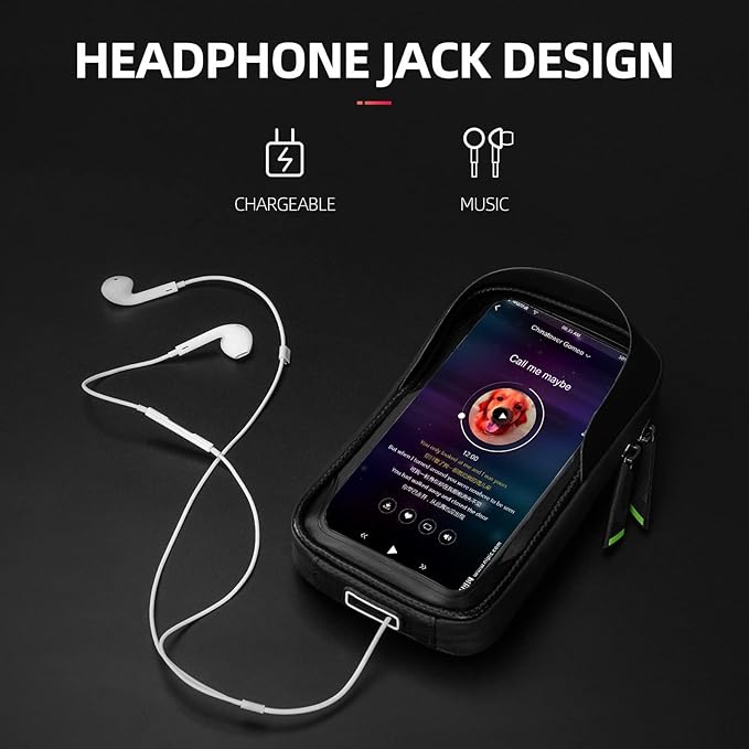 ROCKBROS Bike Bag Waterproof Top Tube Phone Bag Front Frame Mountain Bicycle Touch Screen Cell Phone Holder Pouch Compatible with iPhone X, 8 Plus 7