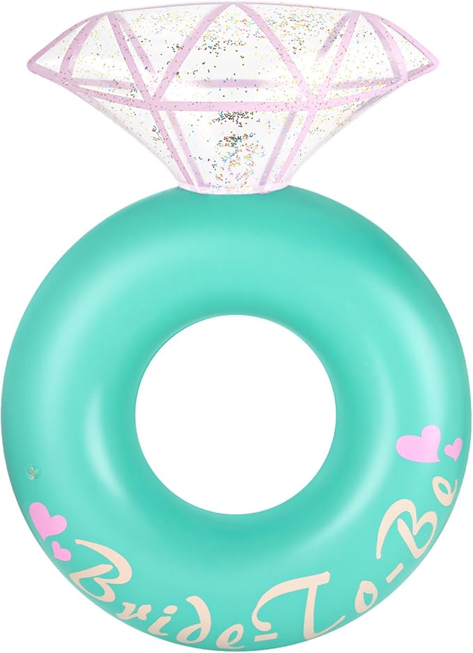 HeySplash Pool Floats, Inflatable Diamond Ring Pool Float, Large Engagement Ring Floatie for Bachelorette Party, Swim Tube River Lake Wedding Bride Stagette Decor Fun Toy Raft for Adults, Green