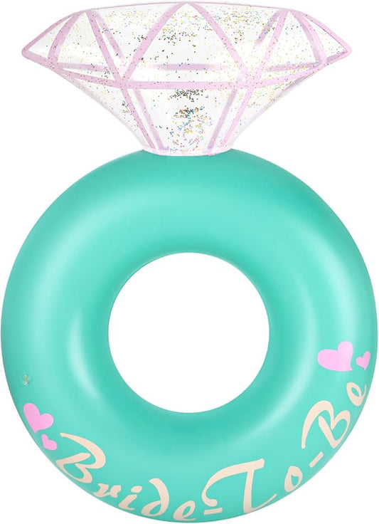HeySplash Pool Floats, Inflatable Diamond Ring Pool Float, Large Engagement Ring Floatie for Bachelorette Party, Swim Tube River Lake Wedding Bride Stagette Decor Fun Toy Raft for Adults, Green