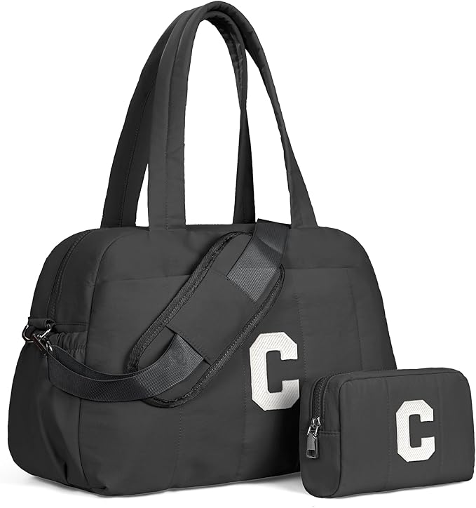 Gifts for Girls 10-12-Women Duffle Bag with Initial, Personal Item Travel Bags，Gym Bag with Wet Pocket Gifts for Daughter，Lightweight Travel Bags Personalized Tote with Makeup Pouch