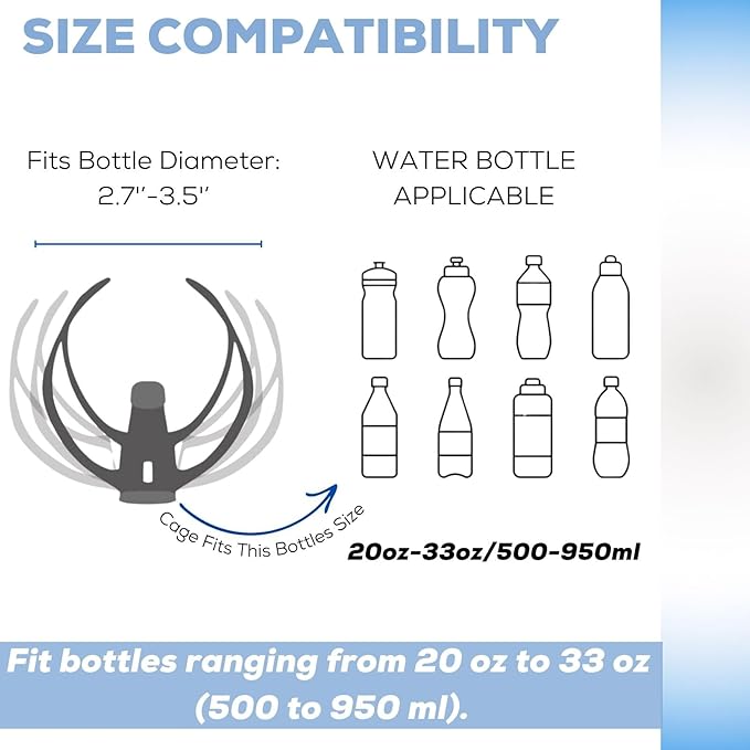 Bike Water Bottle Holder Bicycle Cage for Mountain Road MTB Gravel Adult Bikes Cycling Universal Carrier Rack 2 Pack Aluminum Alloy Ultralight Kettle Drink Accessories White Blue