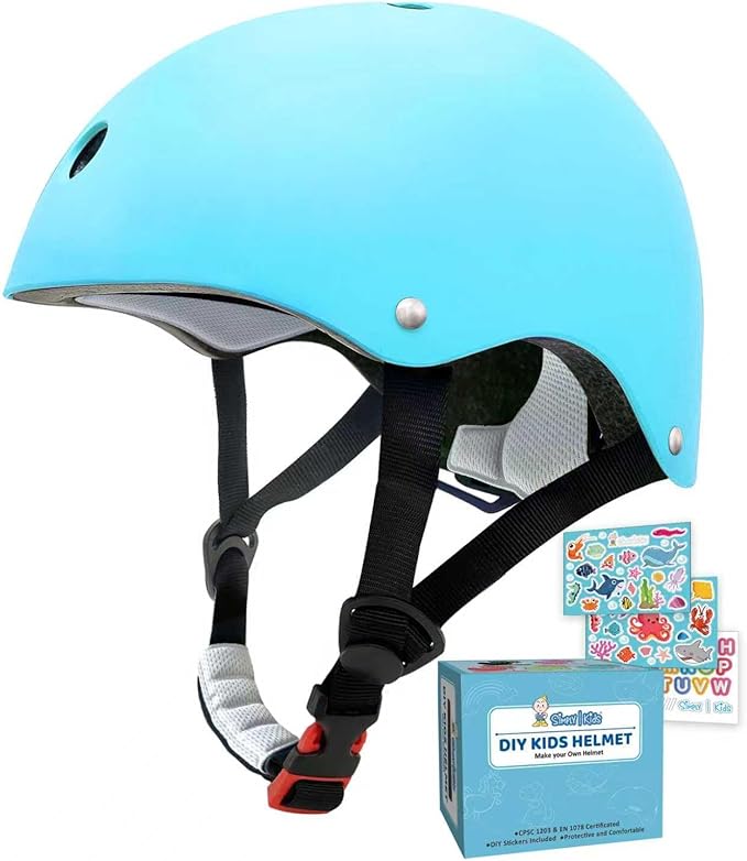 Simply Kids Bike Helmet with DIY Stickers, CPSC & CE Certified - Toddler Helmet for Skateboard Roller-Skating Bicycle Scooter