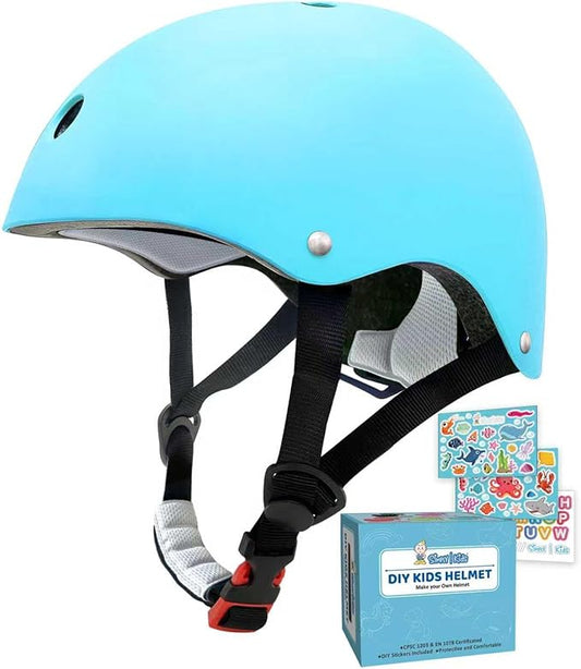 Simply Kids Bike Helmet with DIY Stickers, CPSC & CE Certified - Toddler Helmet for Skateboard Roller-Skating Bicycle Scooter