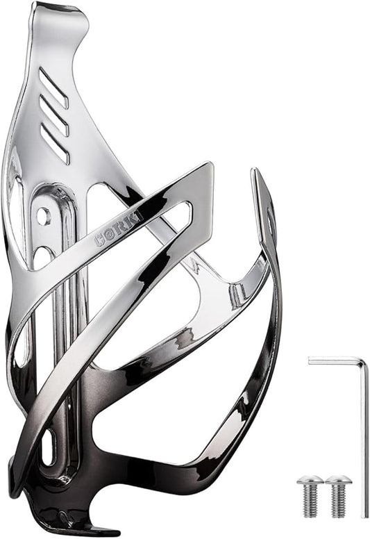 Corki Cycles Bike Water Bottle Holder Aluminum Alloy, Universal Bike Water Bottle Cage for Road, Mountain and Gravel Bikes - 1 Pack - Black Silver