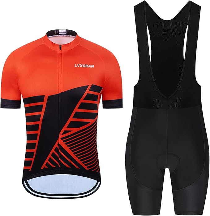 Men's Cycling Jersey Sets Road Bike Jersey Bibs + Shorts with 20D Gel Pad MTB Riding Clothing Kit