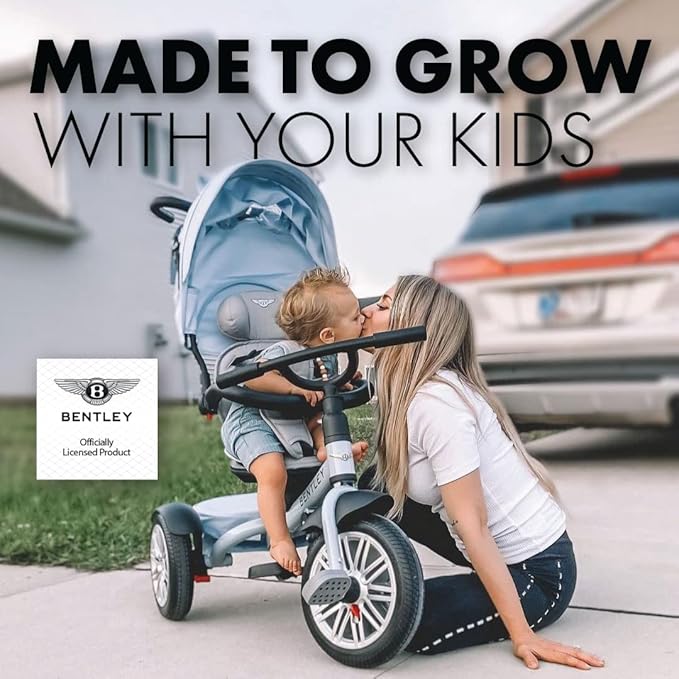 Bentley Kids Trike - All Terrain Toddler Bike 6-in-1, Officially Designed by Bentley Motors UK; Baby to Big Kid Tricycle is a Compelling Statement of Performance & Luxury, Jetstream Blue (6m-5y+)